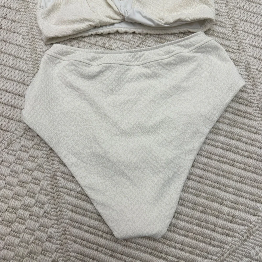 C17 RARE Revel Rey Hunter Bikini Two Piece Cream Snake Texture High Waisted Boho